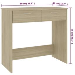 Berkfield Home Modern Desk Sonoma Oak 80x40x75 cm Engineered Wood in Light Tan - Size: 80 x 40 x 75 cm - thumbnail 6