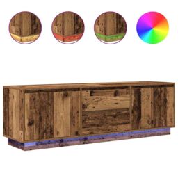 Berkfield Home TV Cabinet with LED Lights Old Wood 160.5x41x50 cm in Brown - thumbnail 2