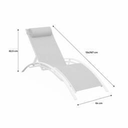 sweeek Set of 2 aluminium & textilene sun loungers, 4 reclining positions in White - thumbnail 8