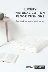 Homescapes Plain Cotton Floor Cushion in White - Size: 50 cm x 50 cm - thumbnail 2