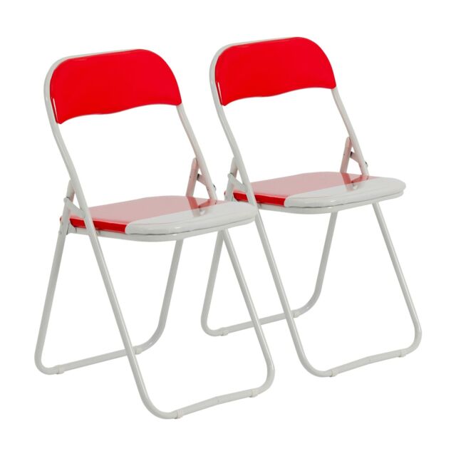 Harbour Housewares Coloured Padded Folding Chairs Pack of 2 in Red - image 1