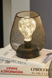 Living and Home Set of 2 Modern Elegant LED Table Lamps in Black - thumbnail 5