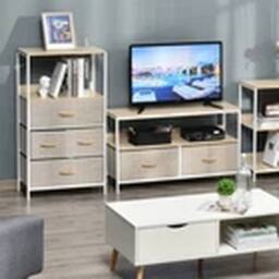 EONLION 4-Drawer Storage Chest with Shelves for Bedroom Living in Grey - thumbnail 3