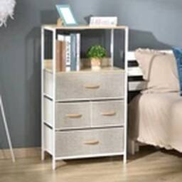EONLION 4-Drawer Storage Chest with Shelves for Bedroom Living in Grey - thumbnail 4
