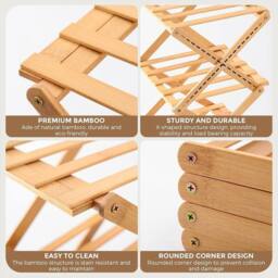Kelvenix 7-tier shoe rack Foldable Bamboo Shoe Footwear Rack in Brown - Size: 0.6m2 - thumbnail 5