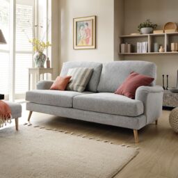 Abakus Direct Harper 3-Seater Sofa - Durable & Easy Clean Upholstery in Light Grey