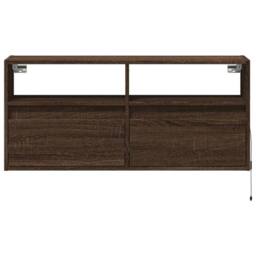 Berkfield Home TV Wall Cabinet with LED Lights Brown Oak 100x31x45 cm - Size: 100 x 31 x 45 cm - thumbnail 6