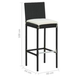 Berkfield Home 5 Piece Garden Bar Set with Cushions Poly Rattan Black - thumbnail 8