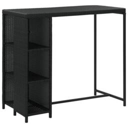 Berkfield Home 5 Piece Garden Bar Set with Cushions Poly Rattan Black - thumbnail 1
