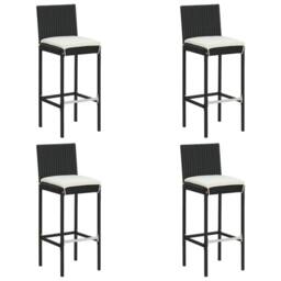Berkfield Home 5 Piece Garden Bar Set with Cushions Poly Rattan Black - thumbnail 5