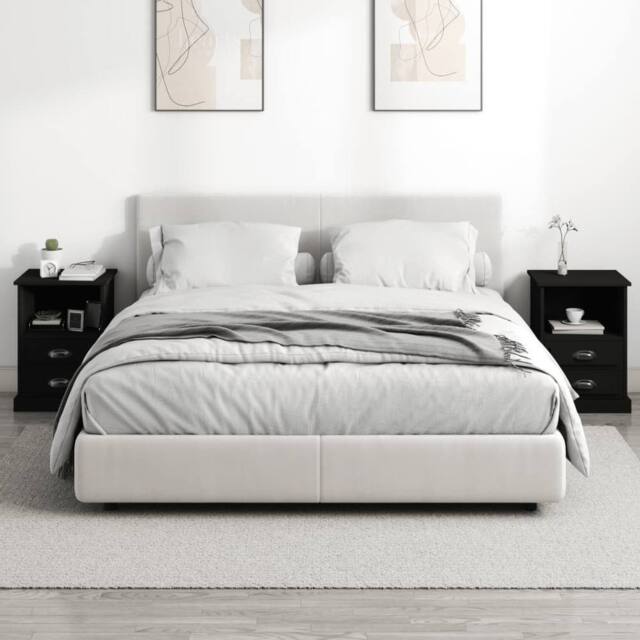 Berkfield Home Elegant Bedside Cabinets 2 pcs Black 43x36x60 cm - Size: 43 x 36 x 60 cm - image 1