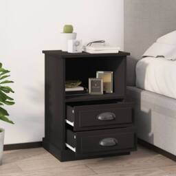 Berkfield Home Elegant Bedside Cabinets 2 pcs Black 43x36x60 cm - Size: 43 x 36 x 60 cm - thumbnail 2