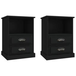 Berkfield Home Elegant Bedside Cabinets 2 pcs Black 43x36x60 cm - Size: 43 x 36 x 60 cm - thumbnail 3
