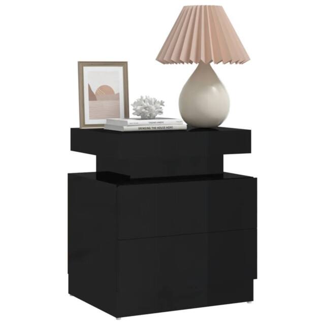 Berkfield Home Stylish Bedside Cabinet High Gloss Black 45x35x52 cm Engineered Wood - Size: 45 x 35 x 52 cm - image 1