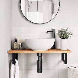 Berkfield Home Versatile Bathroom Vanity Top Oil Finished 100x40x2 cm Solid Wood in Brown - Size: 100 x 40 x 2 cm - thumbnail 3