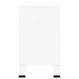 Berkfield Home Industrial Sideboard White 105x35x62 cm Metal & Glass - Size: 105 x 35 x 62 cm - thumbnail 4