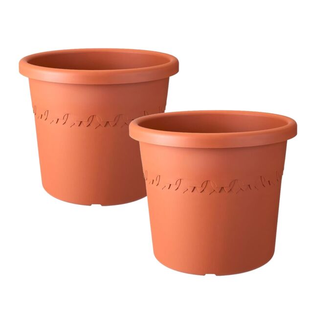 simpa Algarve Plastic Planters - Set of 2 Pots in Terracotta - Size: Medium - image 1