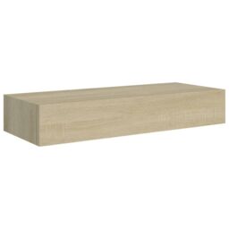 Berkfield Home Wall-mounted Drawer Shelves 2 pcs Oak 60x23.5x10cm MDF in Brown - Size: 60x23.5x10 cm - thumbnail 4