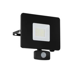 Loops IP44 Outdoor Flood Light & PIR Sensor Black Aluminium 30W Built in LED