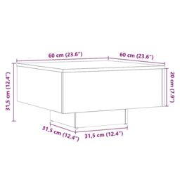 Berkfield Home Coffee Table Old Wood 60x60x31.5 cm Engineered Wood in Brown - thumbnail 9