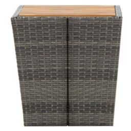 Berkfield Home Tea Table Grey 41.5x41.5x43cm Poly Rattan & Solid Acacia Wood - Size: 41.5x41.5x43 cm - thumbnail 4