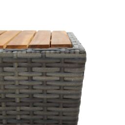 Berkfield Home Tea Table Grey 41.5x41.5x43cm Poly Rattan & Solid Acacia Wood - Size: 41.5x41.5x43 cm - thumbnail 5