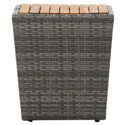 Berkfield Home Tea Table Grey 41.5x41.5x43cm Poly Rattan & Solid Acacia Wood - Size: 41.5x41.5x43 cm - thumbnail 2