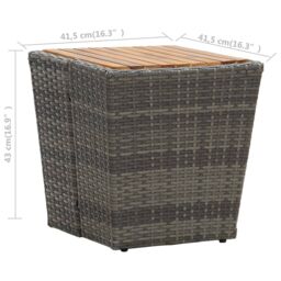 Berkfield Home Tea Table Grey 41.5x41.5x43cm Poly Rattan & Solid Acacia Wood - Size: 41.5x41.5x43 cm - thumbnail 6