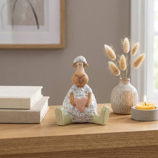 Garden Greatness Sitting Sheep Holding Heart Ornament - Size: 1 Pack - image 1