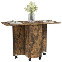 HOMCOM Folding Dining Table, Drop Leaf Table With Drawers in Brown - thumbnail 2