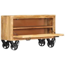 Berkfield Home Shoe Cabinet 86x35x55 cm Solid Mango Wood in Brown - Size: 86 x 35 x 55 cm - thumbnail 4