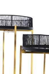 Orsina Set Of Two Black Wire & Gold Frame Tables, Modern Round Nesting Tables For Living Room - thumbnail 5