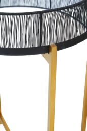 Orsina Set Of Two Black Wire & Gold Frame Tables, Modern Round Nesting Tables For Living Room - thumbnail 4