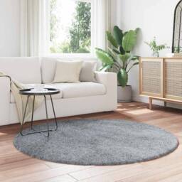 Berkfield Home Shaggy Rug High Pile NAVARRA Light Grey 160x160 cm Polyester - Size: Medium - thumbnail 3