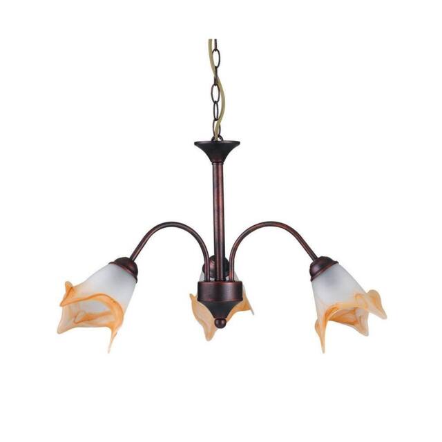 Netlighting 3 Light Multi Arm Pendant Ceiling Light Rust Glass 55.6x37.9cm in Brown - Size: 55.6x37.9 cm