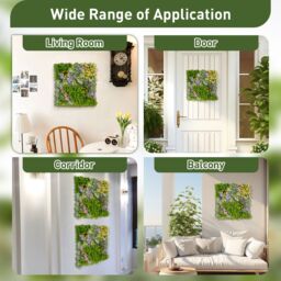 Costway 2 Pack Square Artificial Foliage Wall 50 x 50 cm Faux Plant Wall Decoration in Green - thumbnail 6