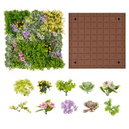 Costway 2 Pack Square Artificial Foliage Wall 50 x 50 cm Faux Plant Wall Decoration in Green - thumbnail 1