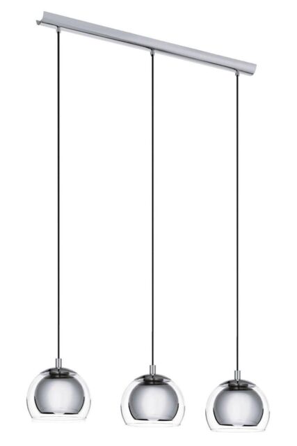 Eglo Rocamar Glass & Metal 3-Light Ceiling Pendant in Metallic Silver - image 1