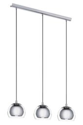 Eglo Rocamar Glass & Metal 3-Light Ceiling Pendant in Metallic Silver - thumbnail 1