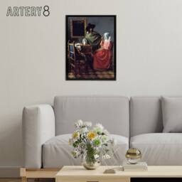 "Artery8 The Wine Glass Cropped Painting Vermeer Vintage Framed Canvas Wall Art - Size: W18"" x H24""" - thumbnail 3