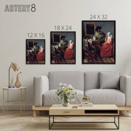 "Artery8 The Wine Glass Cropped Painting Vermeer Vintage Framed Canvas Wall Art - Size: W18"" x H24""" - thumbnail 4