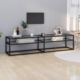 Berkfield Home TV Cabinet Transparent 180x40x40.5 cm Tempered Glass in Clear - thumbnail 2