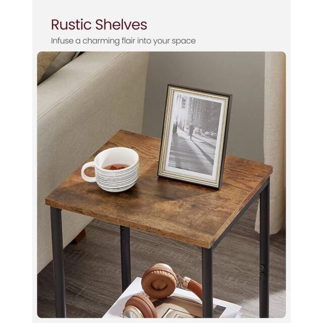 FORGEVIO Set of 2 Two-Tier Sofa Bedside Side Tables Steel Frame - image 1