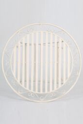 Glamhaus Metal Bistro 3 Piece Set Garden Patio Furniture Antique White - thumbnail 3