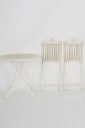Glamhaus Metal Bistro 3 Piece Set Garden Patio Furniture Antique White - thumbnail 2