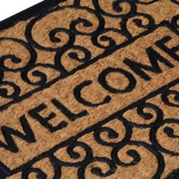Berkfield Home Durable Door Mat Half Round 45x75 cm Rubber & Coir in Brown - thumbnail 5
