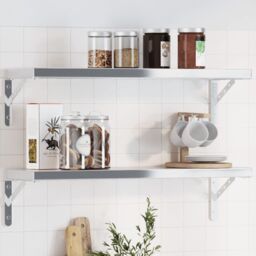 Berkfield Home Shelf Brackets 4 pcs 23.5x2.5x15.5 cm Silver Stainless Steel