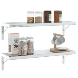 Berkfield Home Shelf Brackets 4 pcs 23.5x2.5x15.5 cm Silver Stainless Steel - thumbnail 4