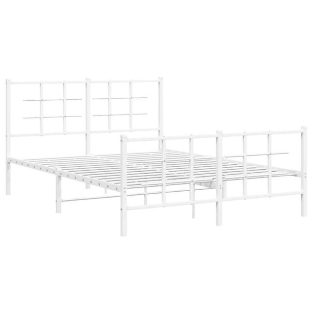 Berkfield Home Metal Bed Frame without Mattress with Footboard White 140x200cm - Size: 140x200 cm - image 1