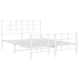 Berkfield Home Metal Bed Frame without Mattress with Footboard White 140x200cm - Size: 140x200 cm - thumbnail 1